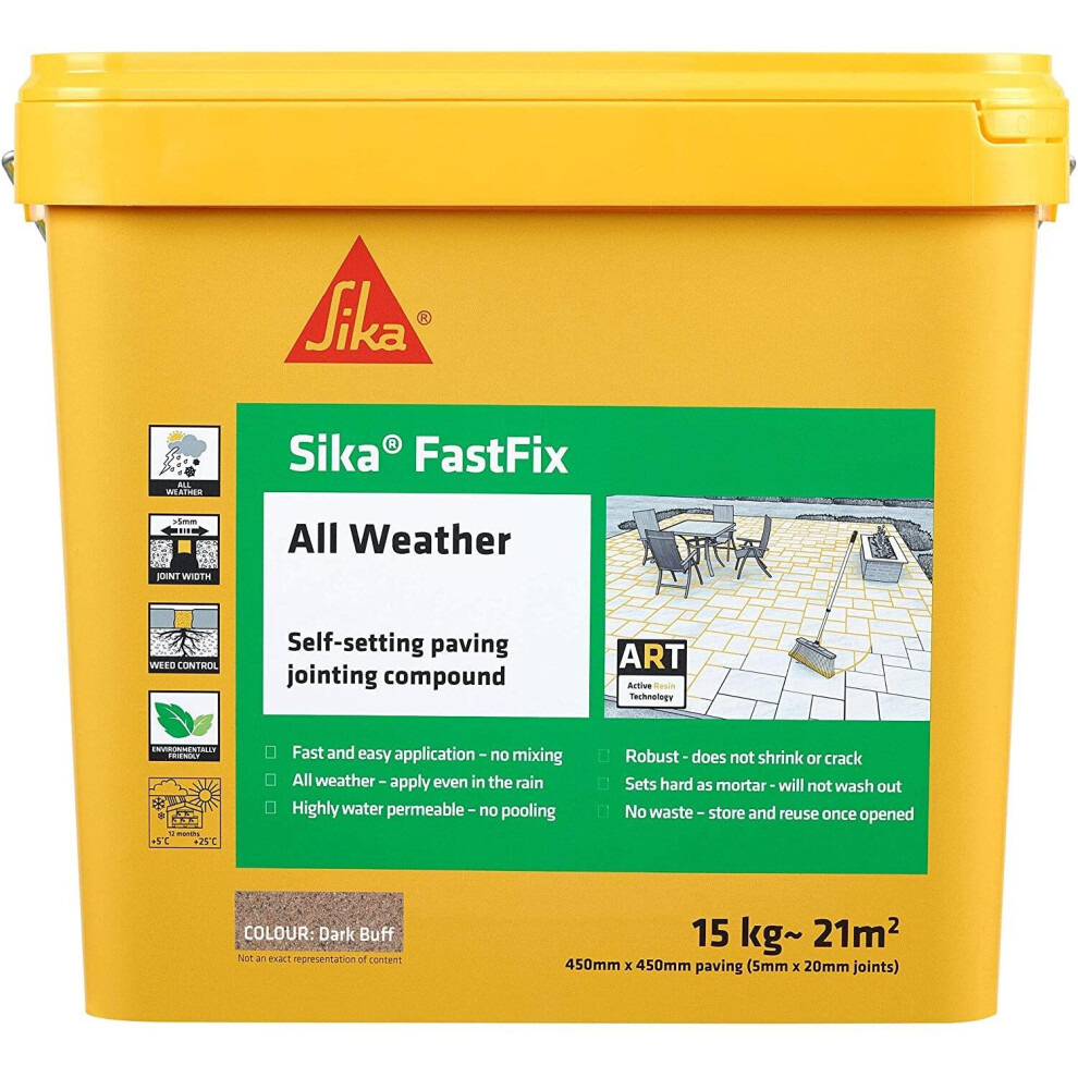 Sika Fastfix All Weather Joint Compound Dark Buff - 15Kg [Skffixdkbf15], Self-Setting Paving Joint Filler, No Mixing, Weatherproof