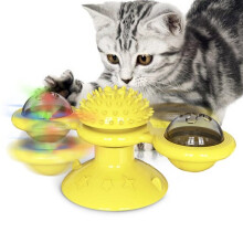 Interaktives Hundekatzenspielzeug Windmühle Wirbelnde Drehscheibe Kitzelndes Puzzlespielzeug (gelb)