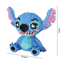18.5cm Guitar Stitch Lilo & Stitch Figure Cute 3D Model Children For Mini Bricks Toys|Blocks(Blue)