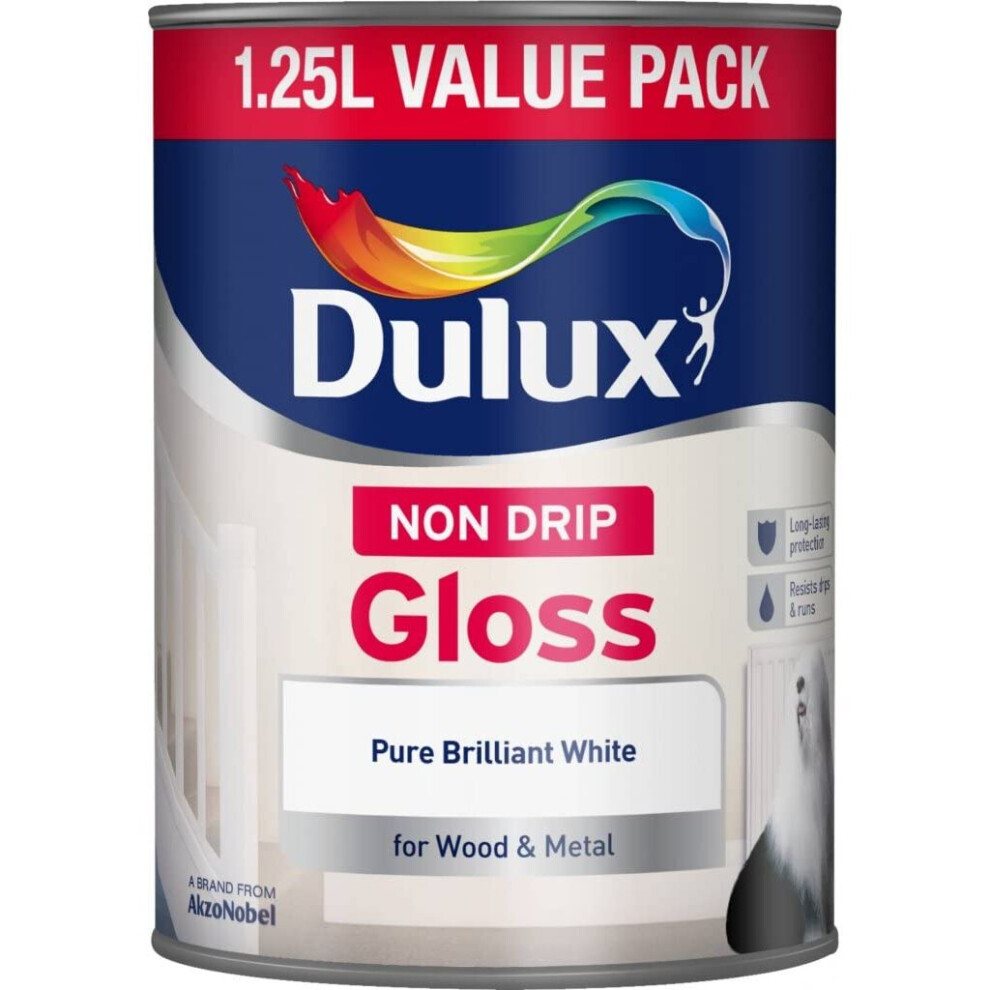 Dulux 1.25L - Non-Drip Gloss Pure Brilliant White