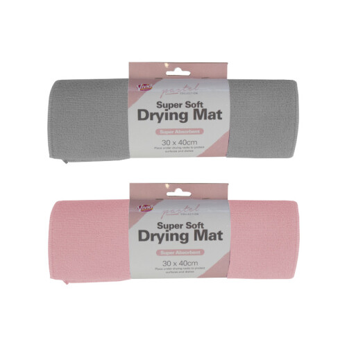Dish Drying Mat Plain Colour Microfibre Glass 30cm x 40cm Kitchen Sink Drainer