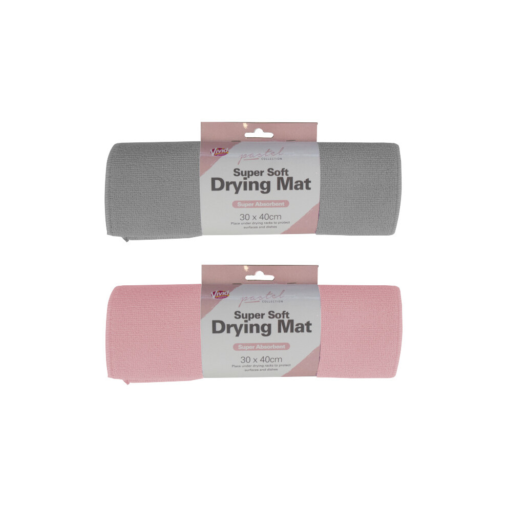 Vivid Dish Drying Mat Plain Colour Microfibre Glass 30Cm X 40Cm Kitchen Sink Drainer