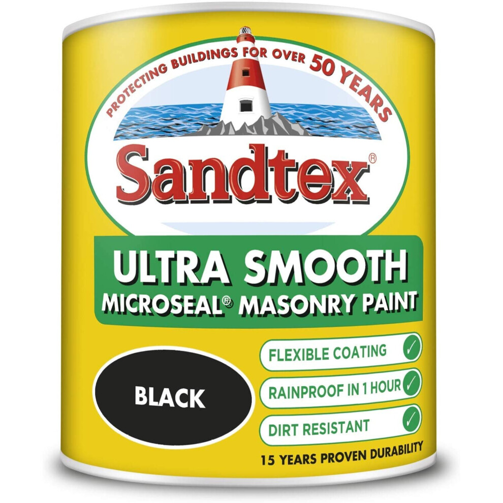 Sandtex 1L Smooth Masonry Paint Black