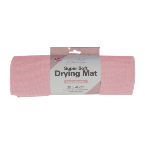 Dish Drying Mat Plain Colour Microfibre Glass 30cm x 40cm Kitchen Sink Drainer 2