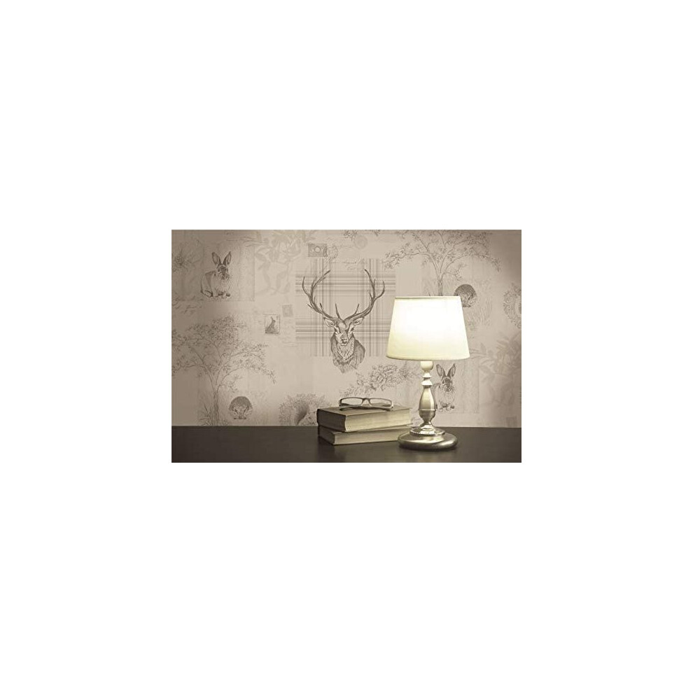 Holden Woodland Animals Stag Squirrel Hedgehog Metallic Wallpaper Cream 98012 4523864576536