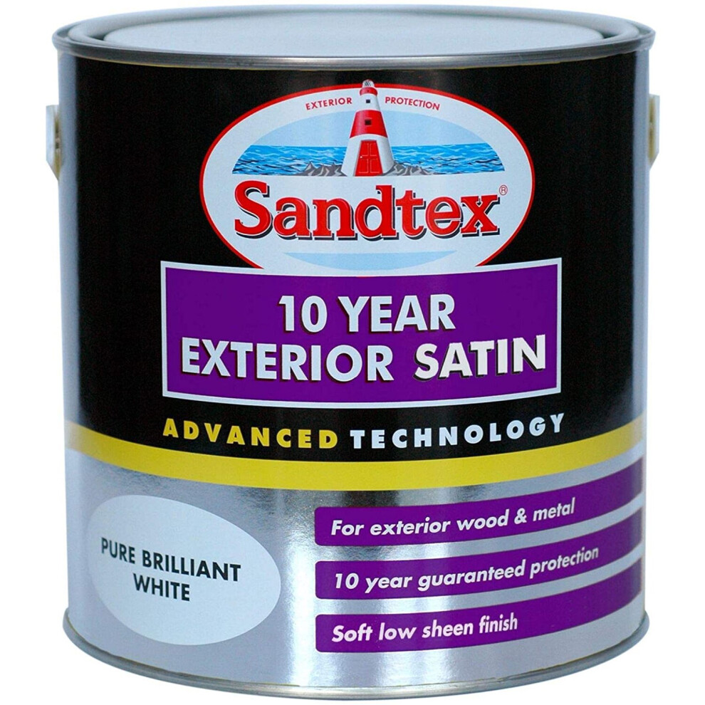 Sandtex 10 Year Exterior Satin Pure Brilliant White 2.5L