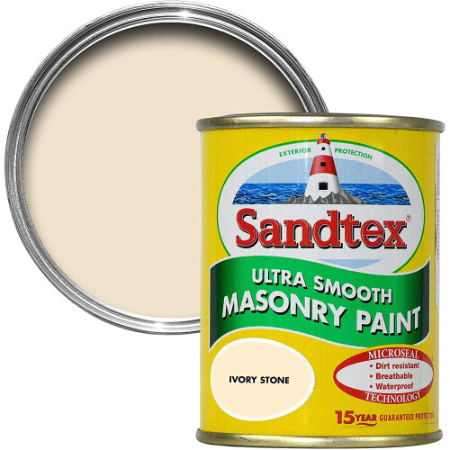 Sandtex Sandtex 150ml Tester Smooth Masonry Paint Ivory Stone