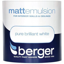 Berger Vinyl Matt Emulsion 1L - Pure Brilliant White, Hides Imperfections with Soft Matte Finish