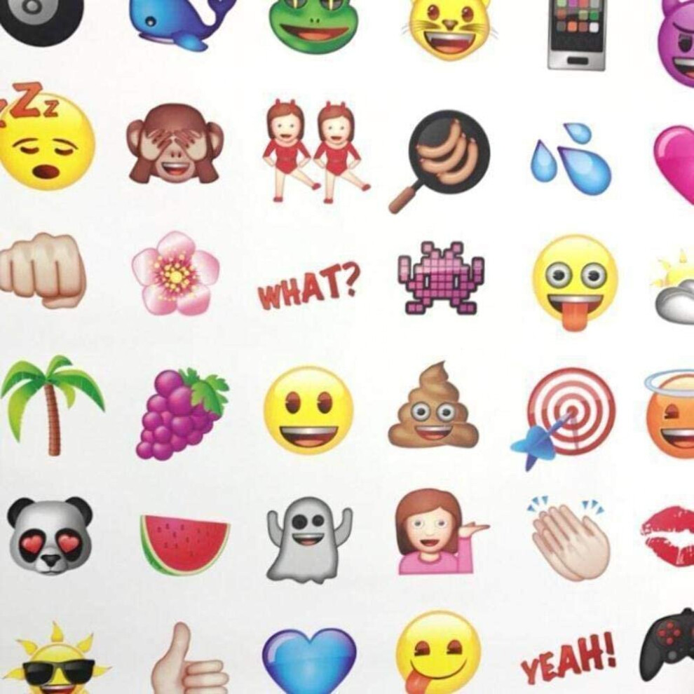 Debona Emoji wallpaper White, Fun Easy to hang wallpaper, quality wallpaper