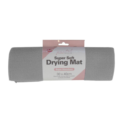 Dish Drying Mat Plain Colour Microfibre Glass 30cm x 40cm Kitchen Sink Drainer 1