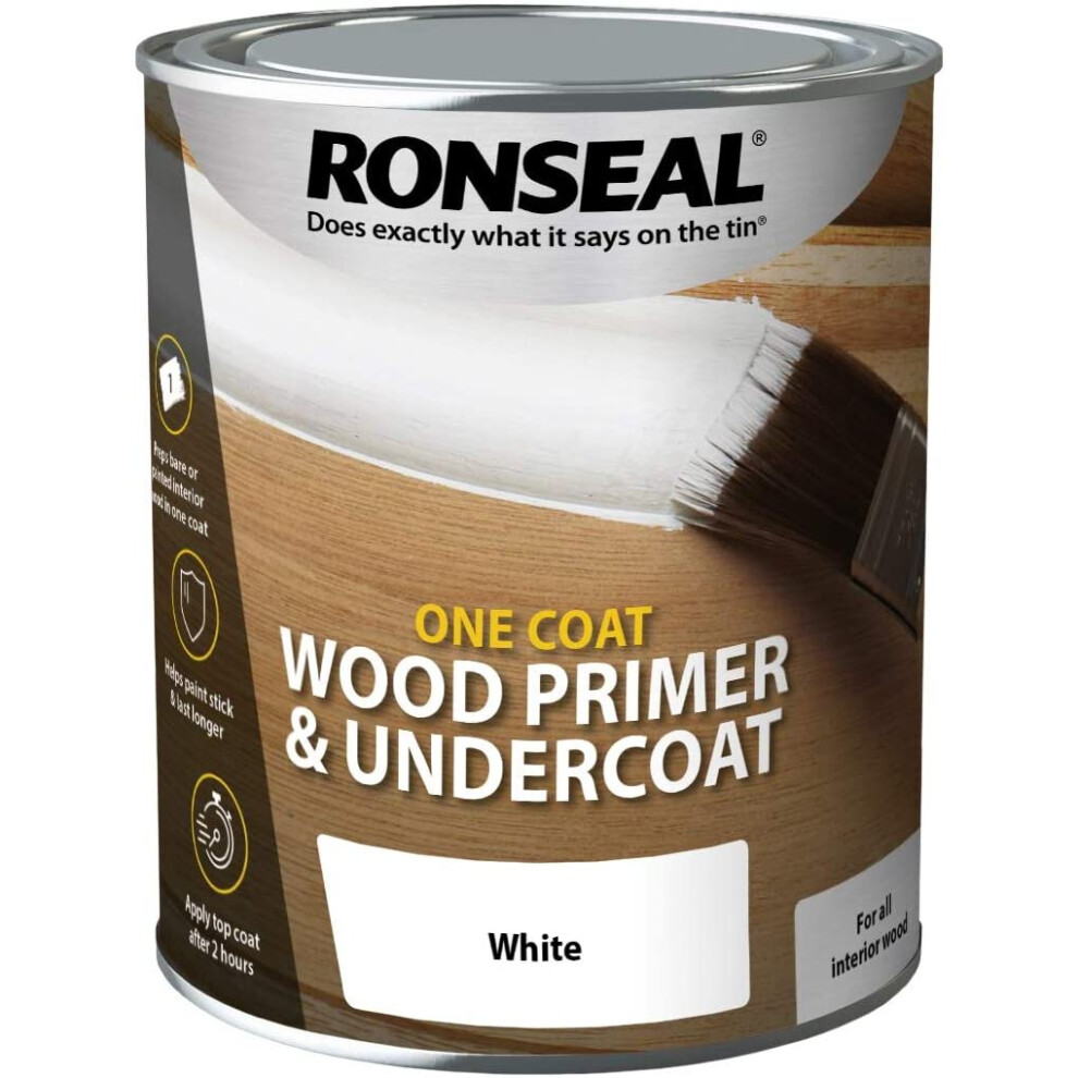 Ronseal One Coat Wood Primer & Undercoat White 750ml