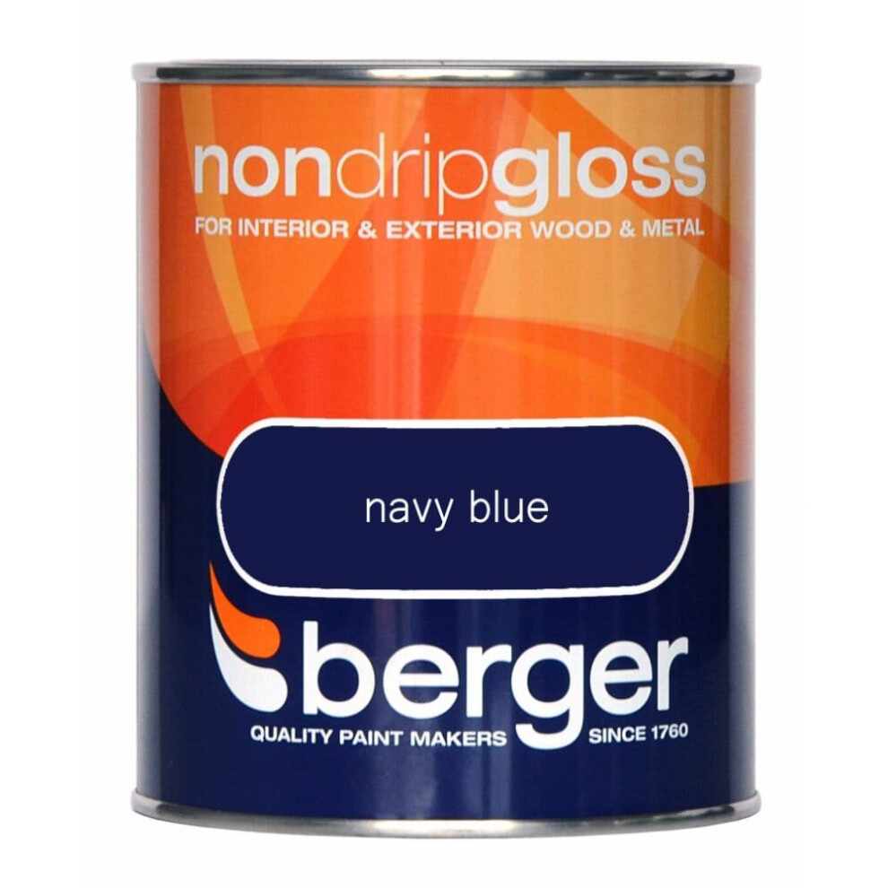 Berger Non Drip Gloss 750ml Navy Blue