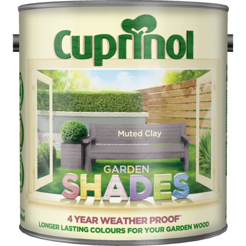 Cuprinol Garden Shades 2.5L Muted Clay - Protective wood stain for sheds & fences; rich, natural colour