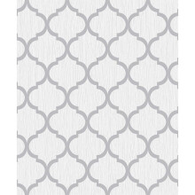 Debona Geo Wallpaper Metallic Smooth Textured Apex Triangles Trellis Diamonds - White