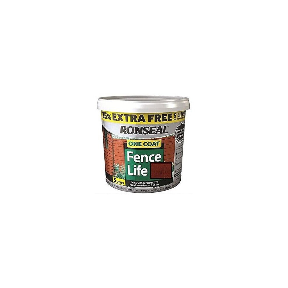 Ronseal 5L One Coat Fence Life Paint - Red Cedar