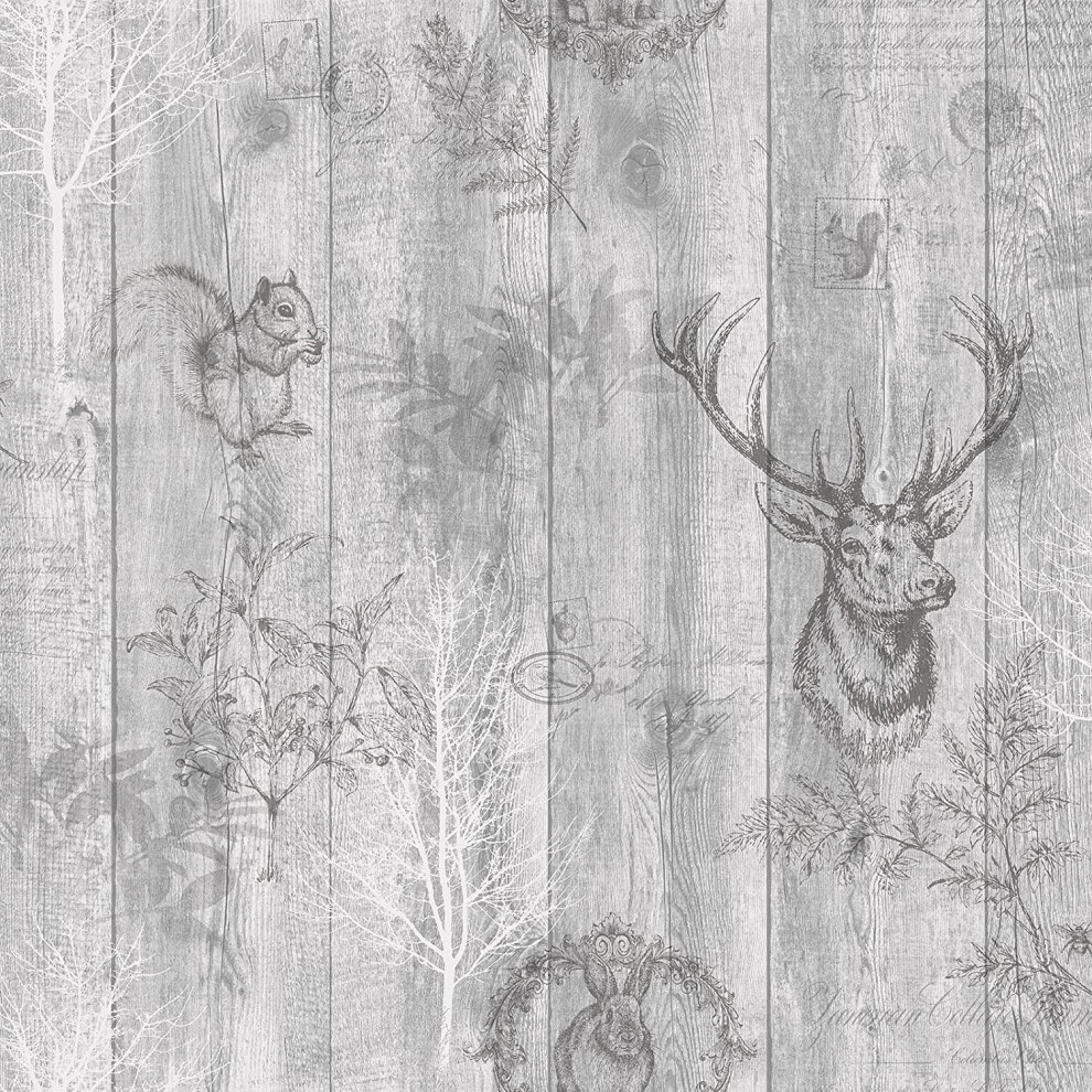 Holden Decor Glasshouse Silver Paper Quality Wallpaper, Vinyl Smooth Finish,Paper Finish,Easy To Hang (Grey) 90090 5011419541218