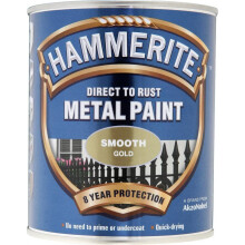 Hammerite Smooth Direct to Rust 750ml Gold Metal Paint for Direct Rust Application, Primer, Undercoat & Topcoat