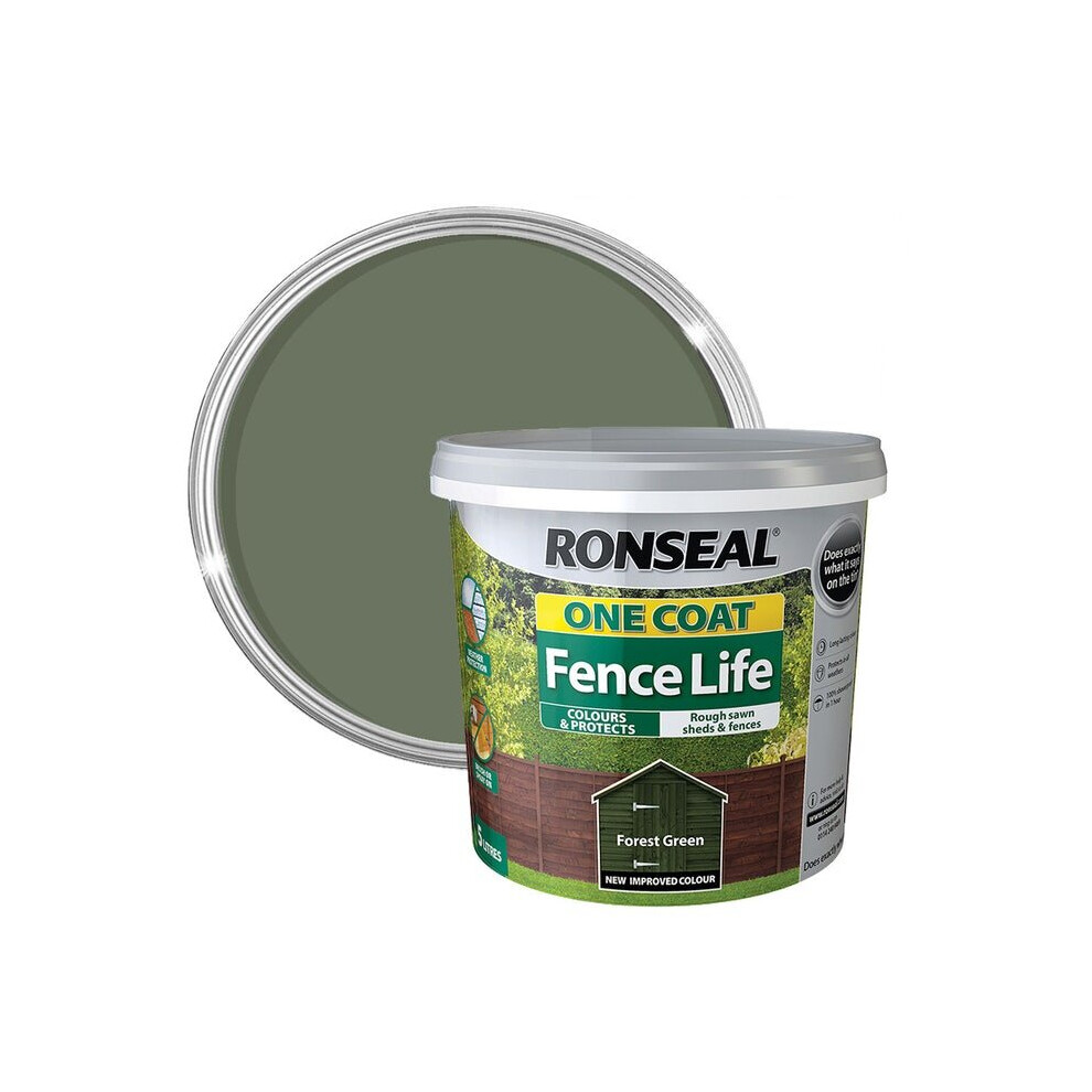 Ronseal 5L One Coat Fence Life Paint - Forest Green