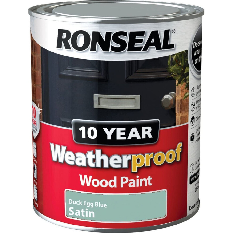 Ronseal 10 Year Weatherproof Paint Satin Duck Egg 750Ml