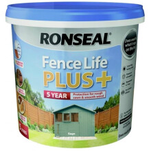 Ronseal 9L UV Fence Life+ Paint - Sage | Tough Fence & Shed Treatment, Weatherproof Up to 5 Years