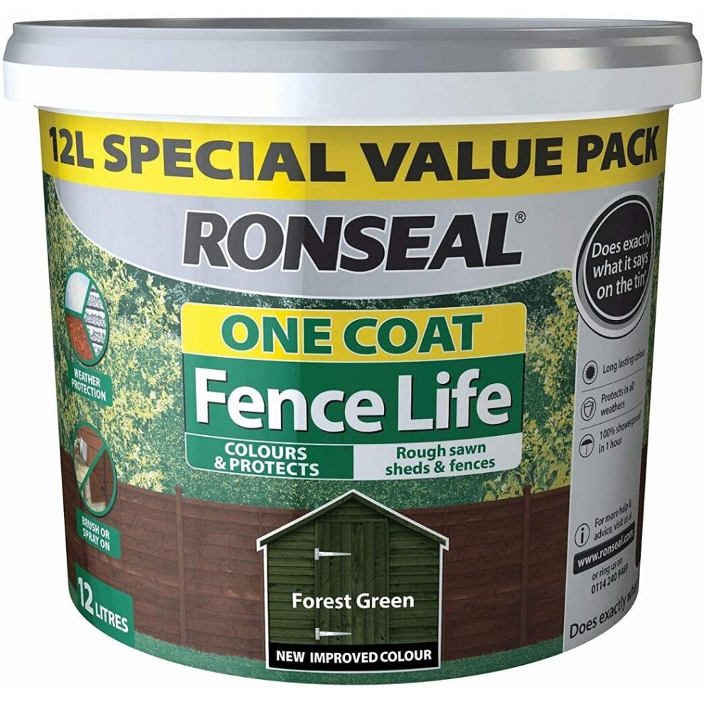 Ronseal 9L One Coat Fence Life Paint - Forest Green