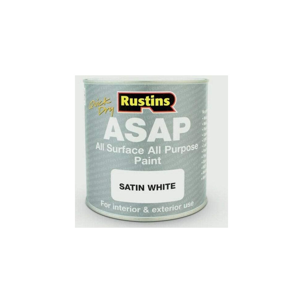 Rustins Asap All Purpose All Surface Satin Paint 500Ml White