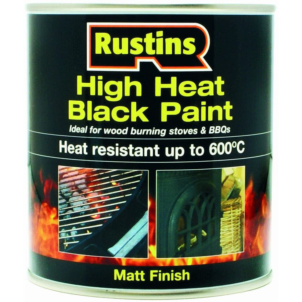 Rustins High Heat Paint Black Paint 500ml