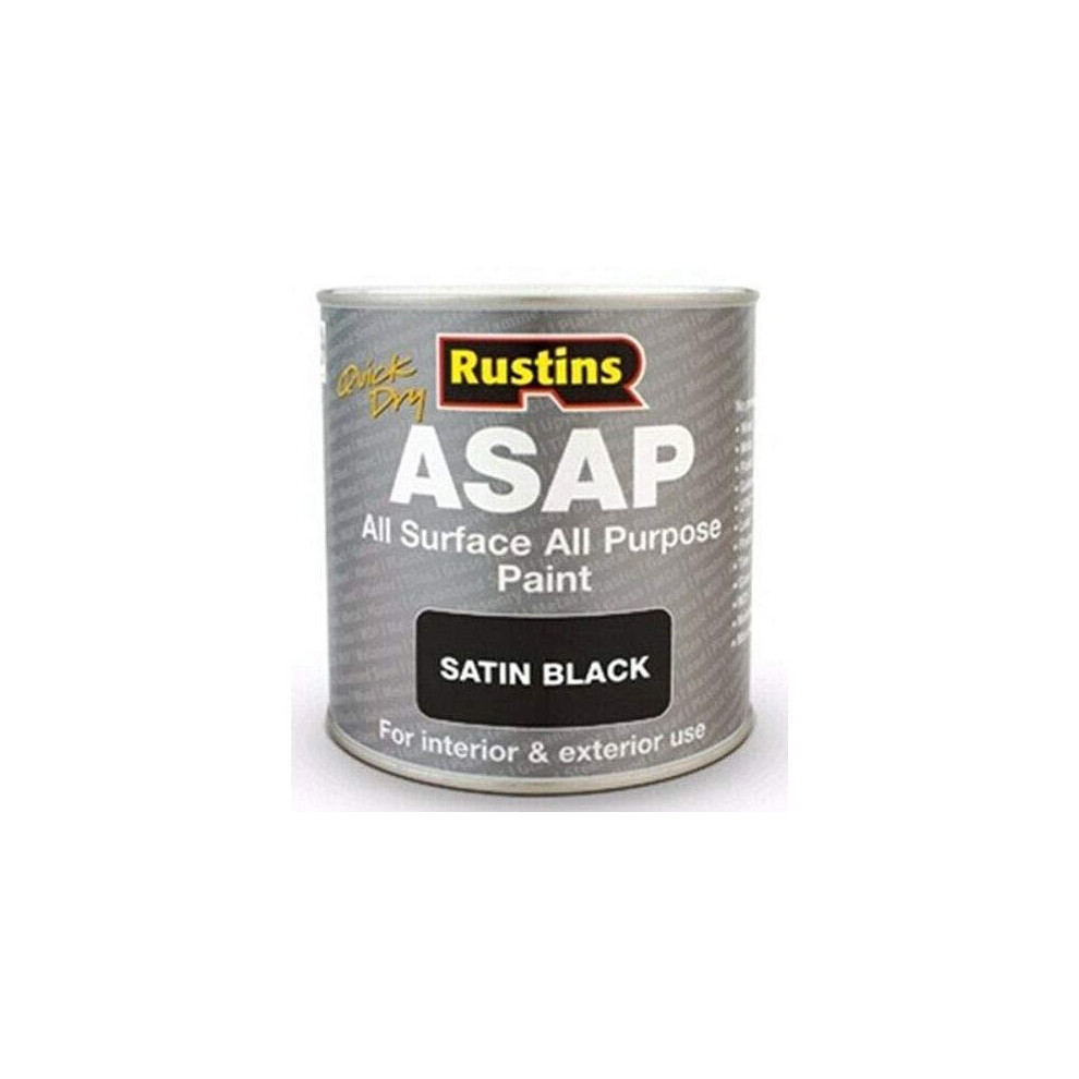 Rustins ASAP All Purpose All Surface Satin Paint Black 50ml