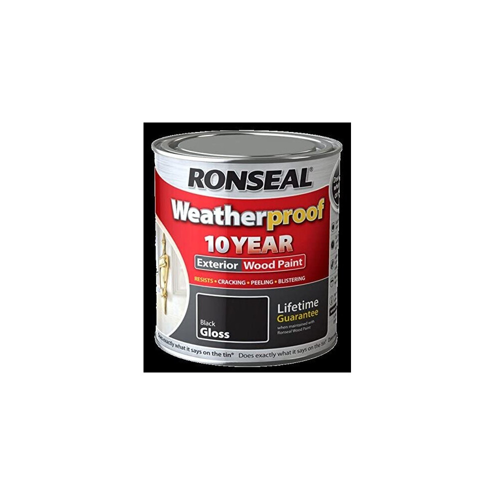 Ronseal 10 Year Weatherproof Paint Gloss Black 750ml