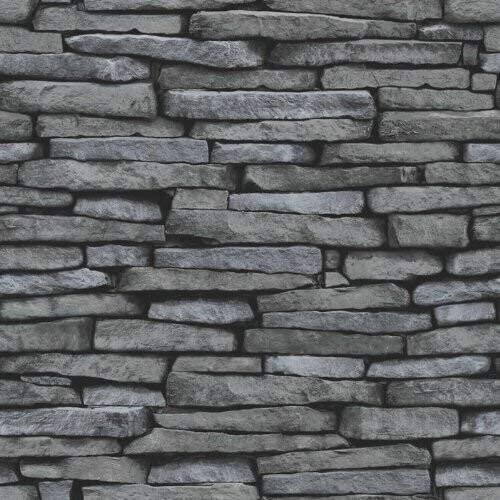 Fine Decor Fine Decor - Distinctive Brick / Stone Wallpaper - Grey / Charcoal - FD31291