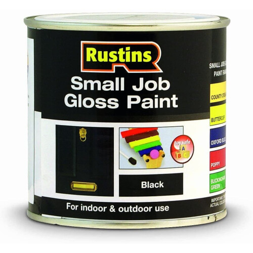 Rustins Rustins Small Job Gloss Paint Black 250ml