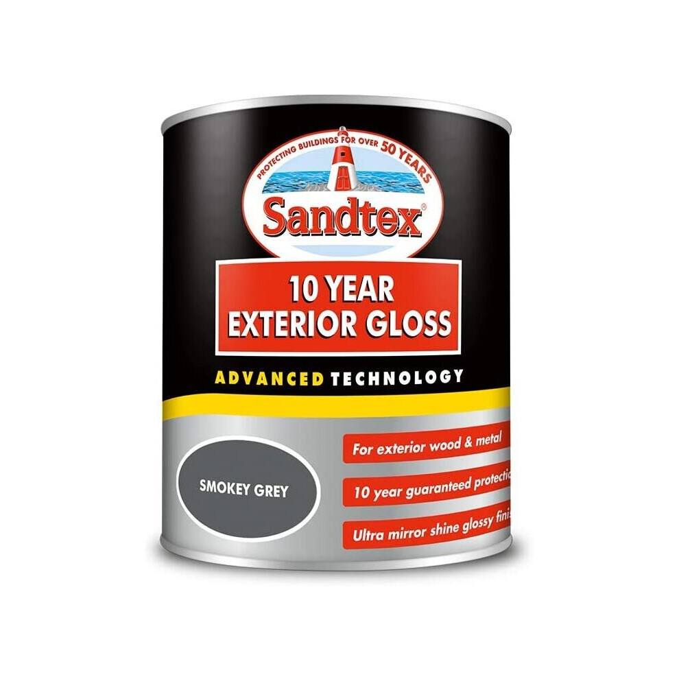 Sandtex 10 Year Exterior Gloss Smokey 750Ml Grey