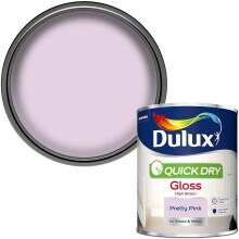 Dulux Quick Drying Gloss 750ml Pretty Pink - Self-undercoating, Wipeable Interior Gloss Paint for Wood & Metal