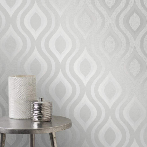 Fine Decor Fine Décor FD41968 Quartz Geo Wallpaper, Silver