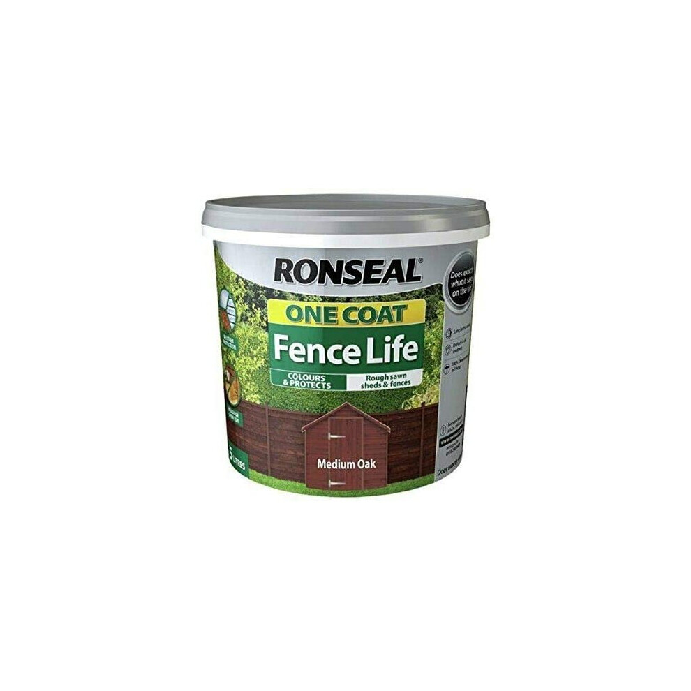 Ronseal 9L One Coat Fence Life Paint - Medium Oak