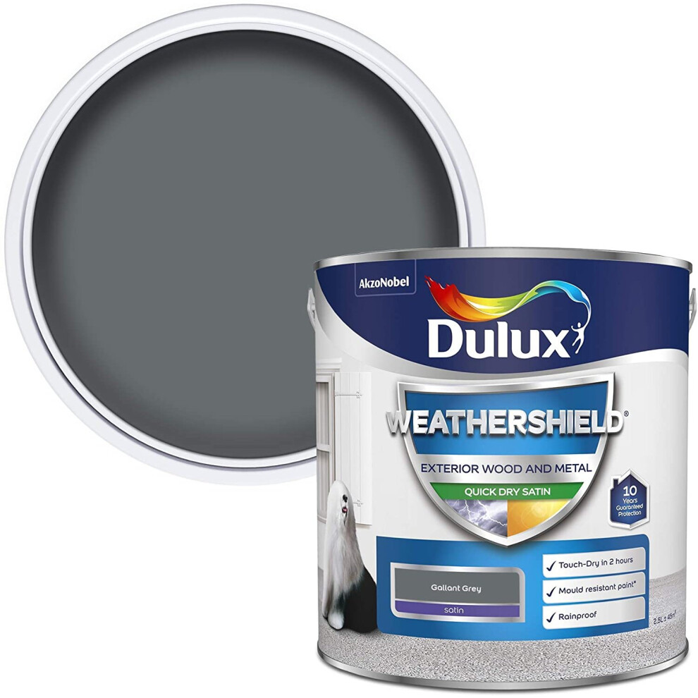 Dulux Weathershield Exterior Satin 2.5L Gallant Grey