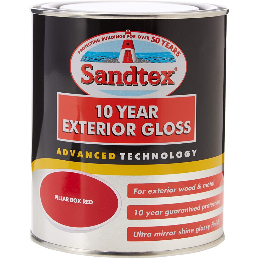 Sandtex 10 Year Exterior Gloss Pillar Box 750Ml Red