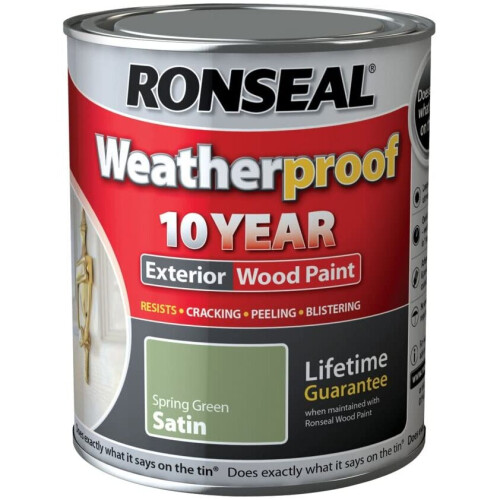 Ronseal 10 Year Weatherproof Paint Satin Spring Green 750ml