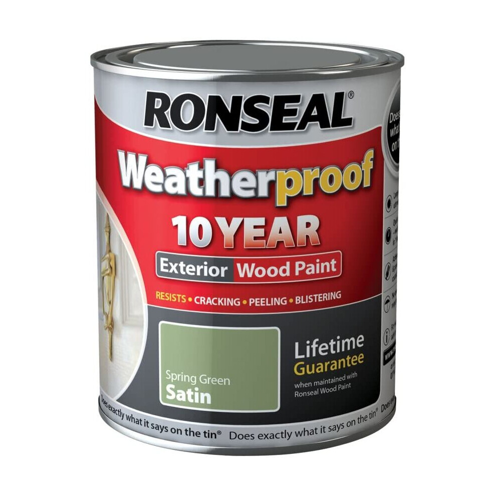 Ronseal 10 Year Weatherproof Paint Satin Spring Green 750ml