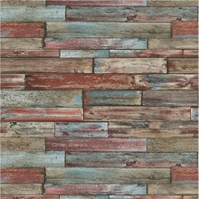 NEW LUXURY ERISMANN WOOD PANEL PAINTED EFFECT TEXTURED WALLPAPER (RED BLUE 7319-06)