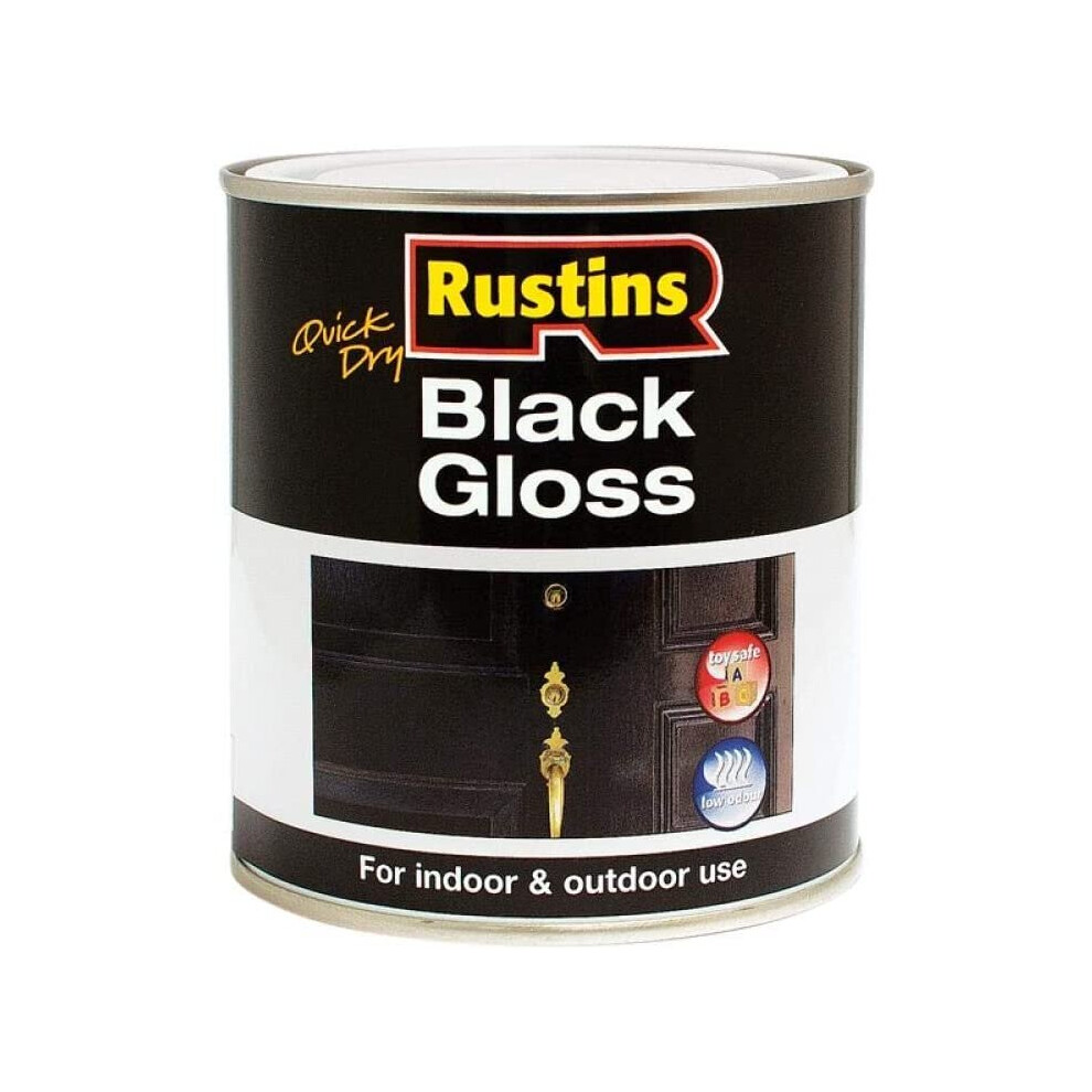 Rustins Gloss Paint Water Based Black 1L