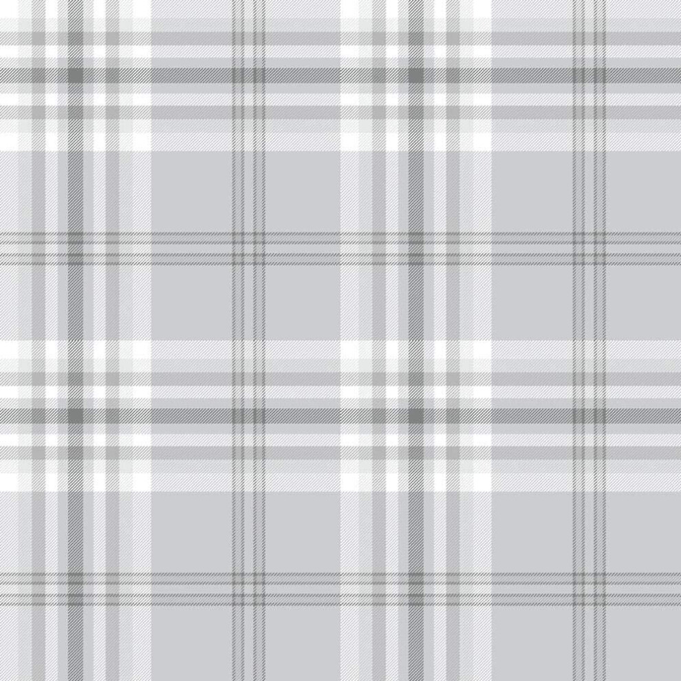 Grey Silver Check Wallpaper Metallic Country Tartan Plaid