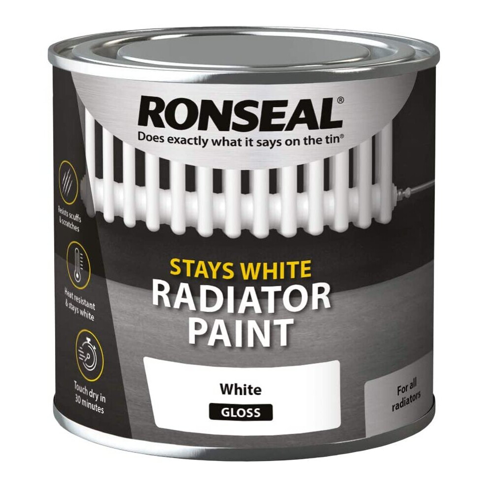 Ronseal One Coat Radiator Paint Gloss 250Ml – Stay White, Heat-Resistant, Low Odour & Durable Finish