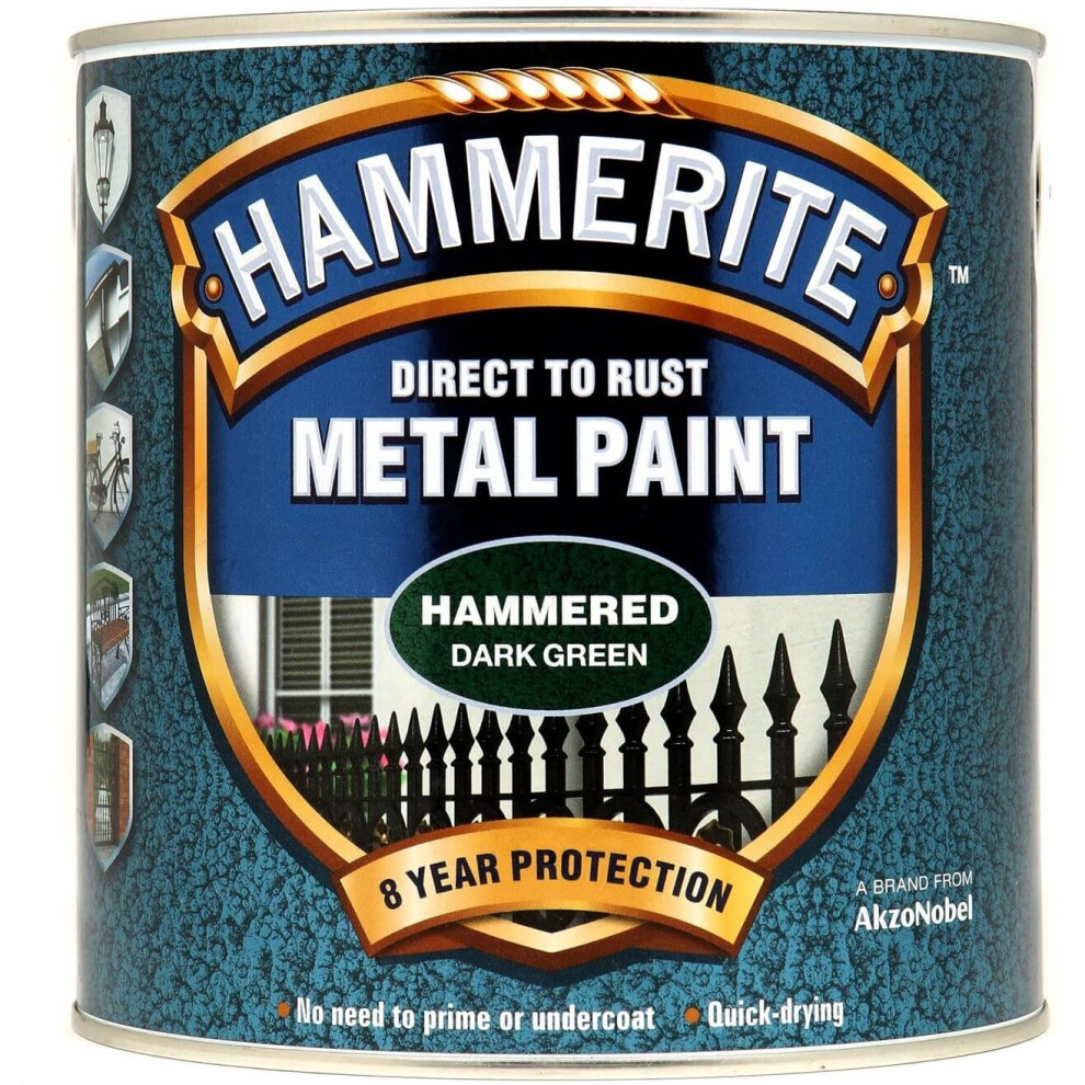 Hammerite Hammered Direct to Rust 2.5L Dark Green