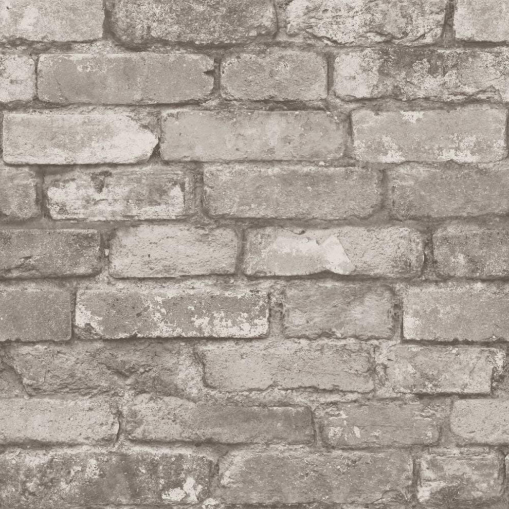 Brewster FD31286 Rustic Brick Wallpaper, Grey