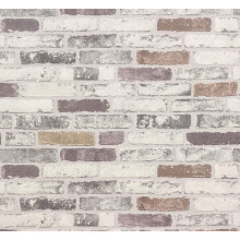 ERISMANN Grey New Luxury BRIX Brick Wall-Effect Embossed Vinyl Wallpaper 6703-10 – Rustic White/Brown Stone Look, Non-Woven, Washable