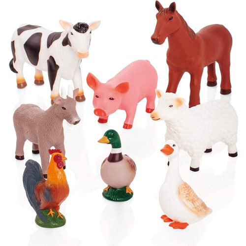 Learning Minds Jumbo Farm Animals, 8 Piece Animal Pretend Play ...