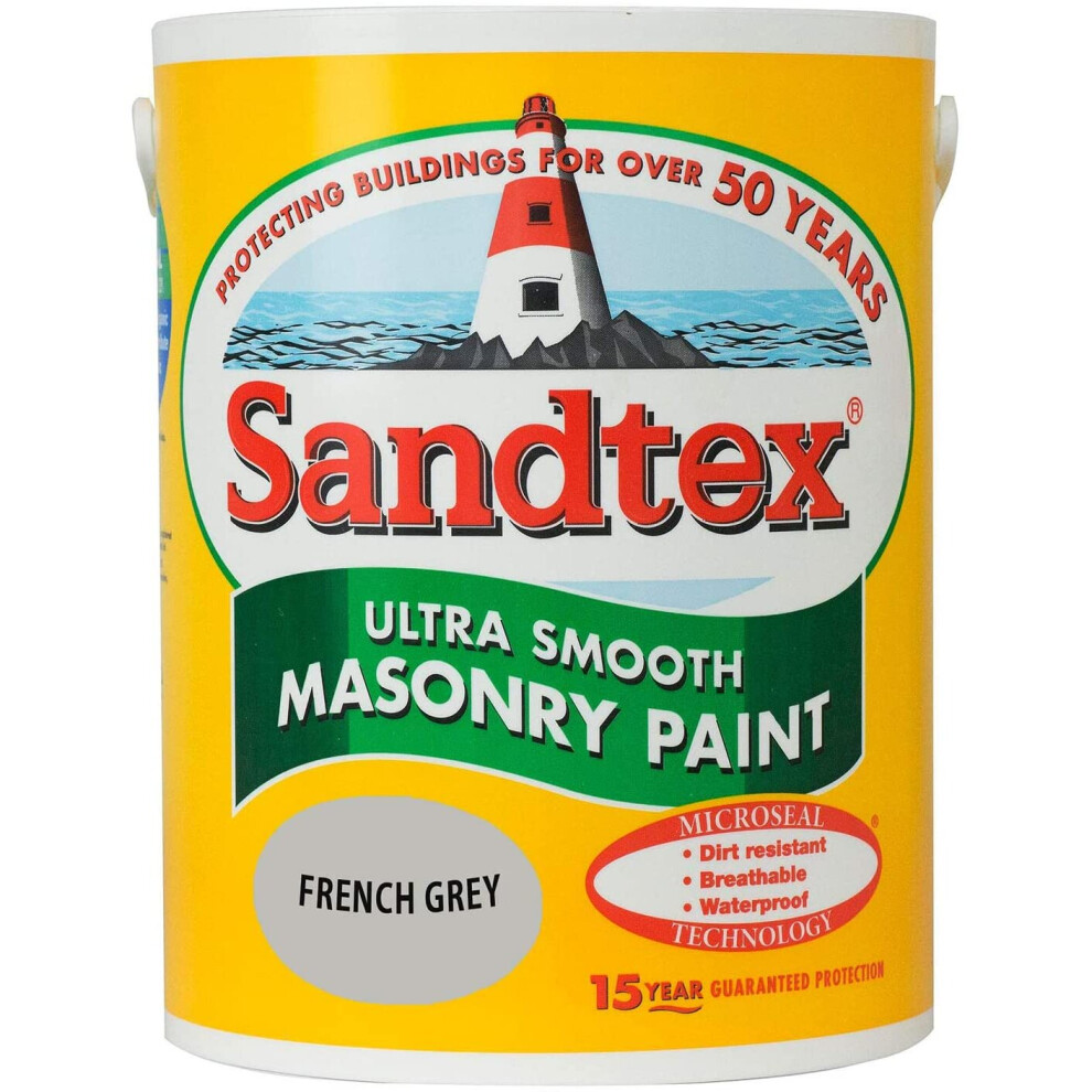 Sandtex 5L Smooth Masonry Paint  French Grey