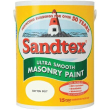 Sandtex 5L Smooth Masonry Paint Cotton Belt - Ultra-Resistant Finish, Dirt-Repellent & Rainproof in 1 Hour