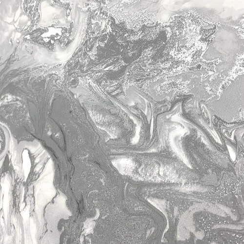DEBONA Debona Liquid Marble Metallic Glitter Shimmer Wallpaper - Silver